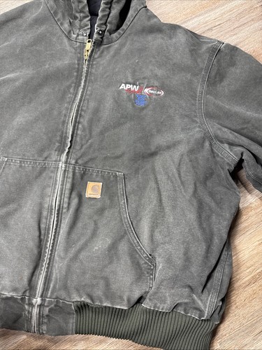 Carhartt J130 MOS Jacke Herren L rot Full Zip Kapuze Canvas Quilted Line mit Logo - Bild 7 von 24