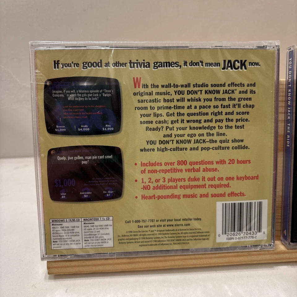 You Don't Know Jack Volumes 1 & 4 (PC, 1998) - Complete - New and Sealed Vol 1 - Image 3 of 4