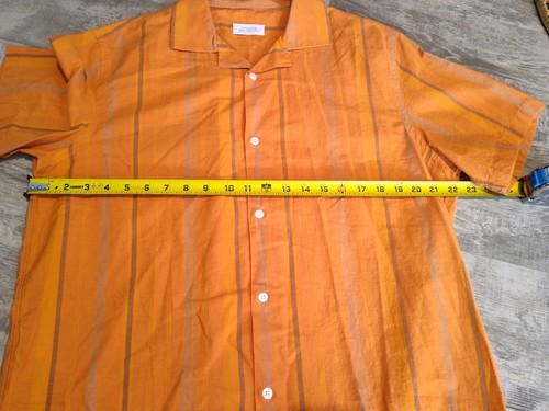 Camicia da campeggio Saturdays New York City uomo media arancione a righe cotone con bottoni - Foto 7 di 12
