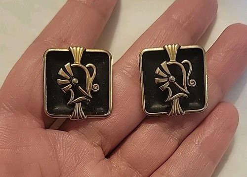 Gemelli Swank Cavaliere Vintage. Medivale stile quadrato in ottone metà secolo. - Foto 2 di 3