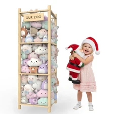 POOSIDE Stuffed Animal Storage Organizer, 53.5 Solid Wood Zoo Toy Holder for ...