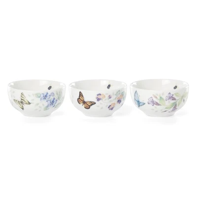 Lenox Butterfly Meadow Mini Bowl Set 3 Piece Durable Porcelain Kitchen Bowls