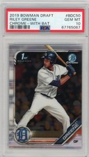 Riley Greene 2019 Topps Bowman Draft Base Chrome With Bat #BDC-50 PSA 10