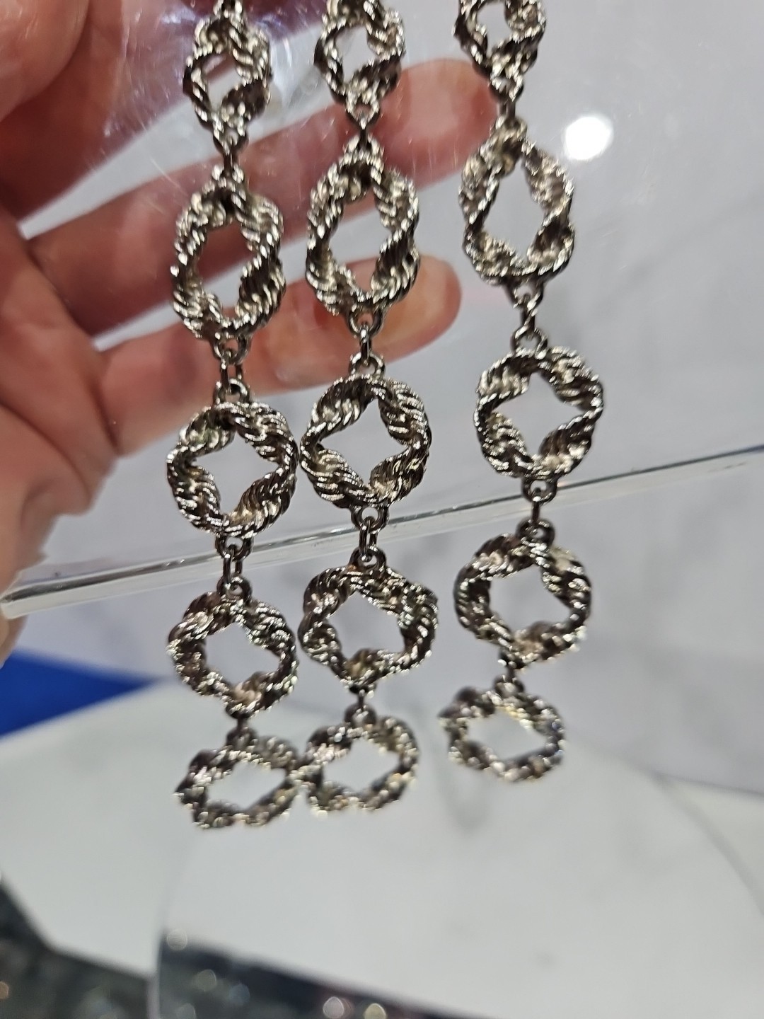 Statement Chain Necklace. Silver tone knotted rop… - image 3