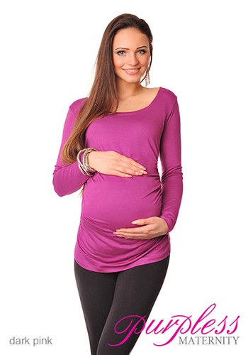 Basic Maternity Long Sleeve Stretchy Top Blouse Size 8 10 12 14 16 18 8041 - Picture 8 of 23