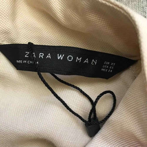 Zara Women Shirt Womens Sz XS Beige Tan Blouse Fur Cuffs Mock Neck Back Zipper - Picture 5 of 12
