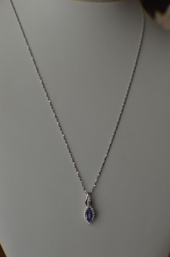 0.76ct Tanzanite  / Zircon Pendant & 18" Chain Rhodium over Sterling Silver - Picture 8 of 10
