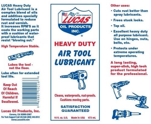 Lucas Oil Air Tool Lubricant 16 Ounce / 1 Pint Bottle 10216 - Picture 2 of 2