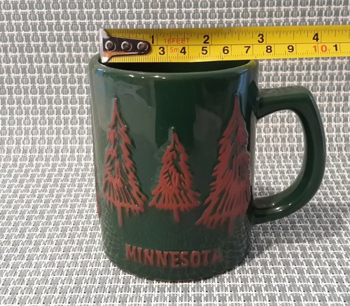 Ceramic Minnesota Souvenir Green Coffee Mug Red Fir_Trees 4" Tall EUC - Picture 7 of 9