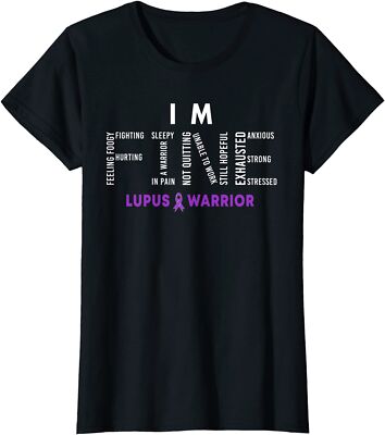I'm Fine Lupus Warrior Lupus Awareness Purple Ribbon Ladies' Crewneck T-Shirt
