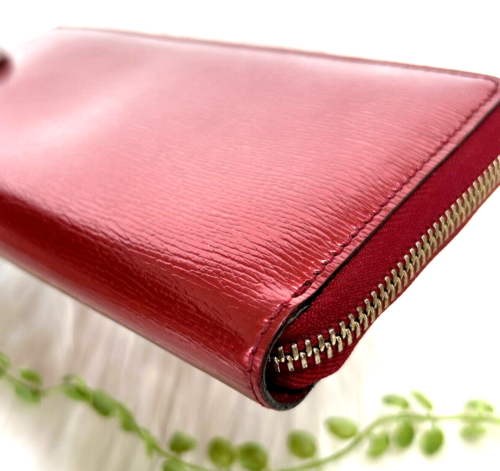 GUCCI Long Wallet Zip Around Coated Leather Red Purse - Picture 6 of 24