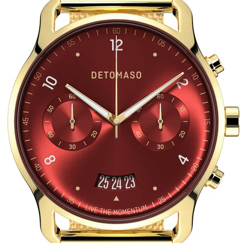 DETOMASO SORPASSO Limited Edition Herren Chronograph Rot Mesh Milanese Neu - Bild 5 von 6