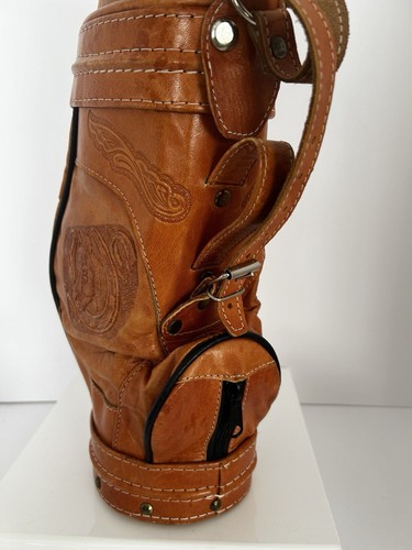 Hand Tooled Leather Handbag Golf Bag Style Horse Theme - Picture 5 of 8