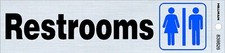 Restrooms Sticker Door SIGN 2" x 8" Adhesive rest bath room rooms Hillman 839826