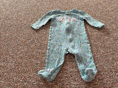 Carter's Girls Floral Little Sister One-Piece Zip Up Footed PJs 9M