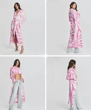 SER.O.YA Gloria Cardigan Dress in White Pink Swirl LARGE 58” FULL LENGTH **NEW**