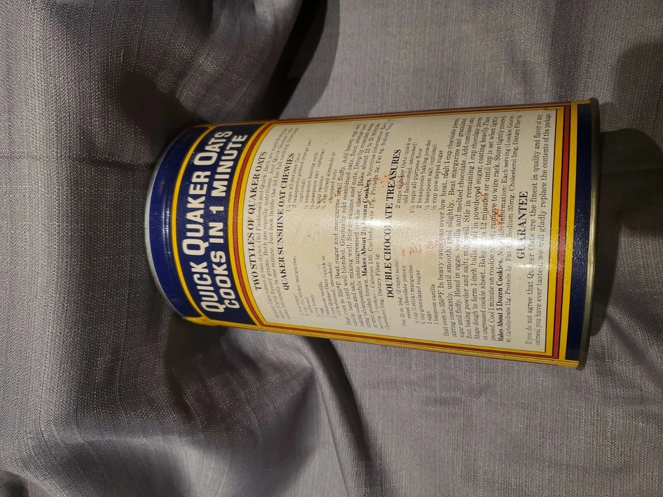 ВИНТАЖНЫЙ СТИЛЬ 1922 БЫСТРЫЙ КВАКЕР ОВЕС ЛИТО ЖЕСТЯНАЯ БАНКА 1990 МЕТАЛЛИЧЕСКИЙ КОНТЕЙНЕР - Изображение 4 из 4