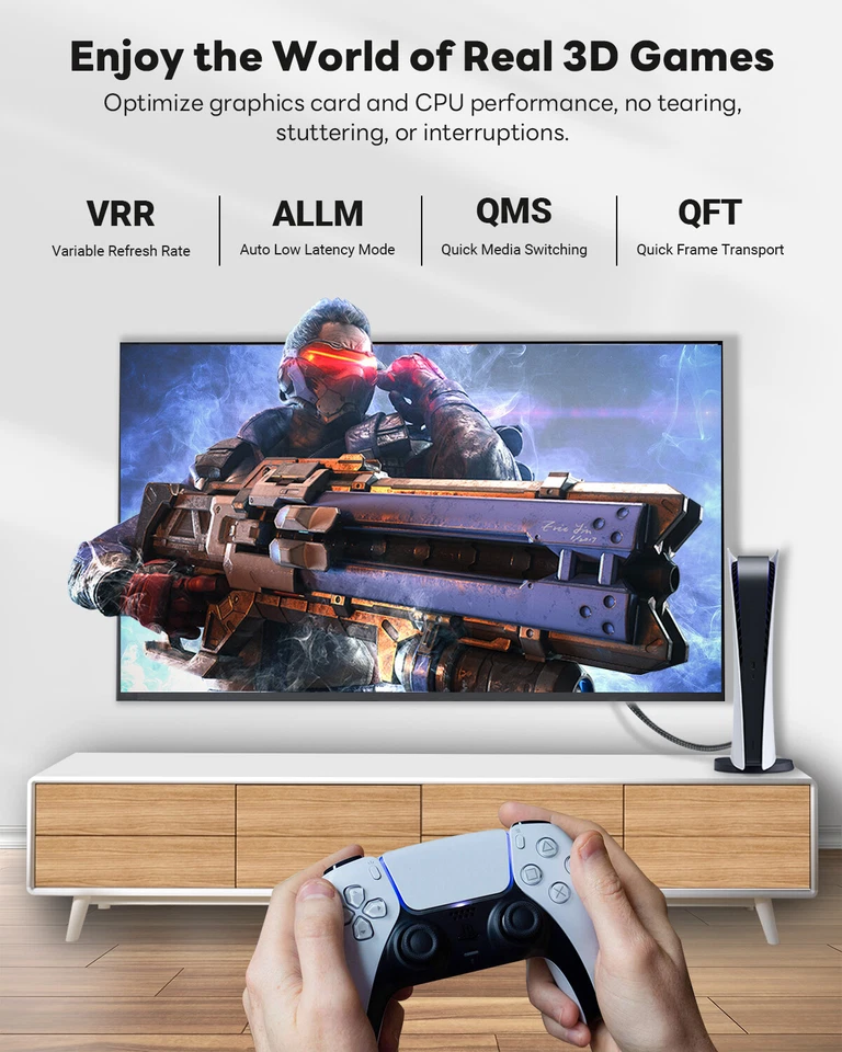 HDMI 2.1 Cable HDMI 8K@60hz 4K@120Hz 144Hz 240Hz Certified 48Gbps eARC HDR10+ 3D - Image 4 of 4