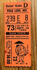 9/14/80 METS TICKET STUB-KINGMAN HR #268/269...MOOKIE 4 HITS/MAZZILLI HR #54