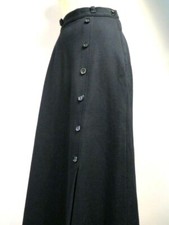 Vintage 1970s Sears Roebuck Navy Blue Split Long Skirt Maxi Button No Wool Slim