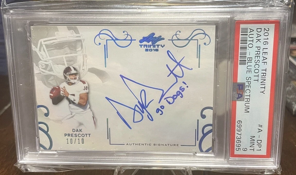 Dak Prescott Leaf Trinity Autograph #ADP1 Blue Spectrum