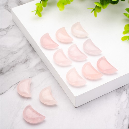 Decoración de piedras preciosas curativas de cuarzo rosa natural con forma de luna piedra mineral rosa rosa - Imagen 5 de 12