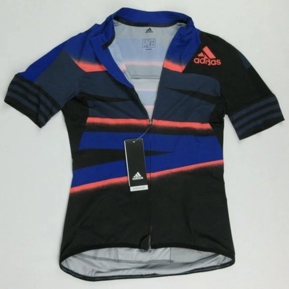 Adidas Women's Small Adistar Cycling Jersey FJ6599 Blue/Blk - MSRP $160 - Image 3 of 4