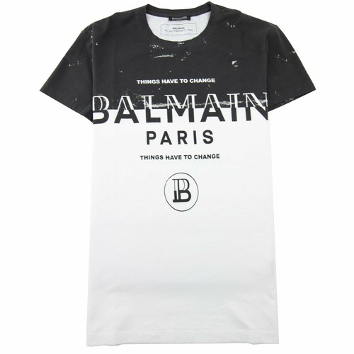 Balmain Paris Logo Print T Shirt Black 