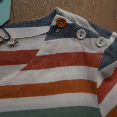 NEW WHITE STUFF UK 10 Linen 3/4 Sleeve Tunic/Dress White Blue Green Striped £60 - Picture 5 of 15