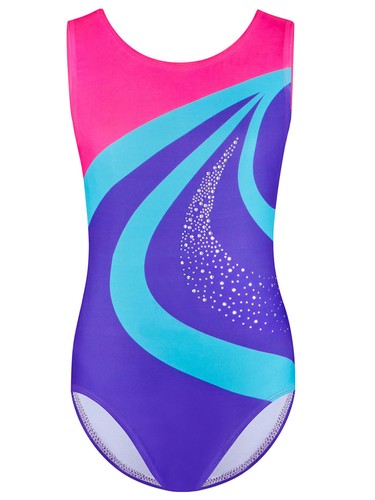 Girls Bodysuit Tumbling Rompers Sleeveless Outfit Stage Leotard With Hair Band - Picture 10 of 47