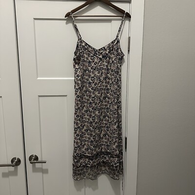 Rag & Bone Slip Silk Midi Dress Womens Sz Large Ilona Cream Floral 90s y2K  | eBay