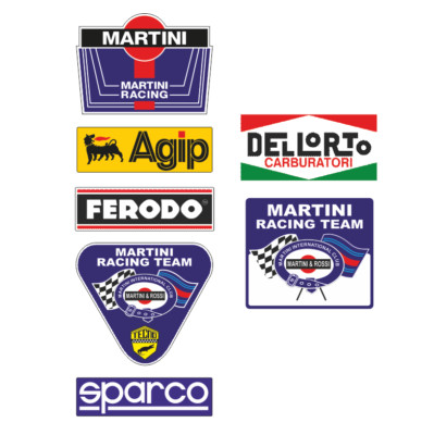 7x Oldtimer Aufkleber Martini Sparco Vergaser Tuning Italien Racing V8 MG622 V8