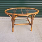 Vintage Angraves "Invincible" Bamboo Oval Coffee Table Retro Bo Ho Tiki