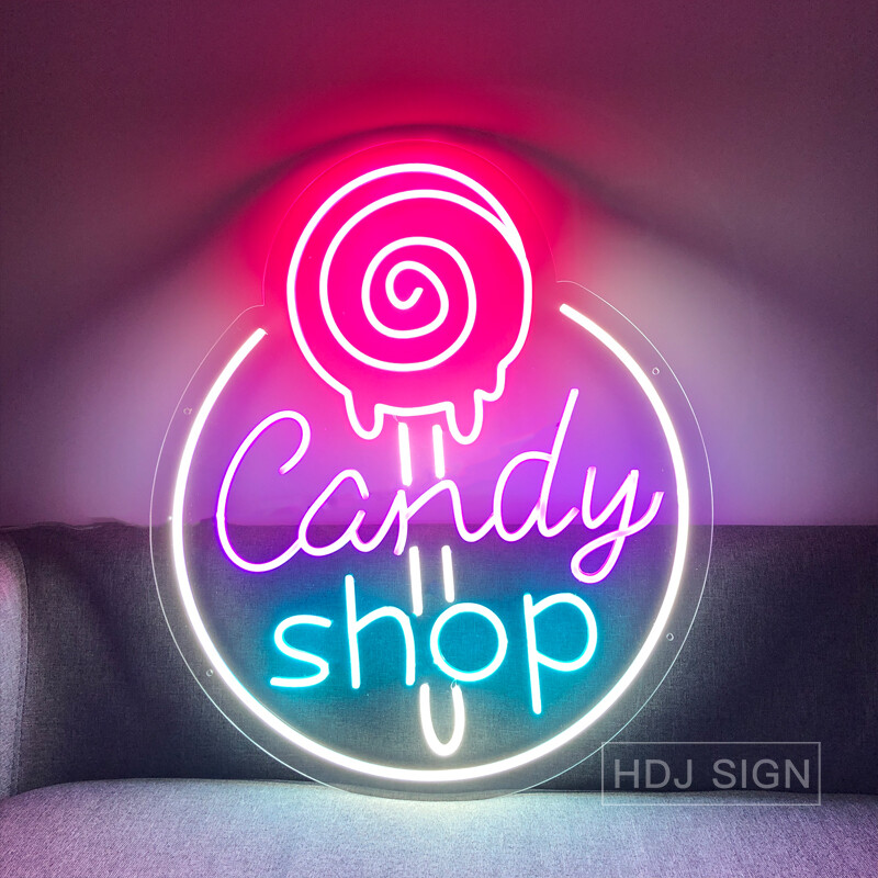 Lollipop Candy Shop Neon Sign Shop Hanging Wall Decor Led