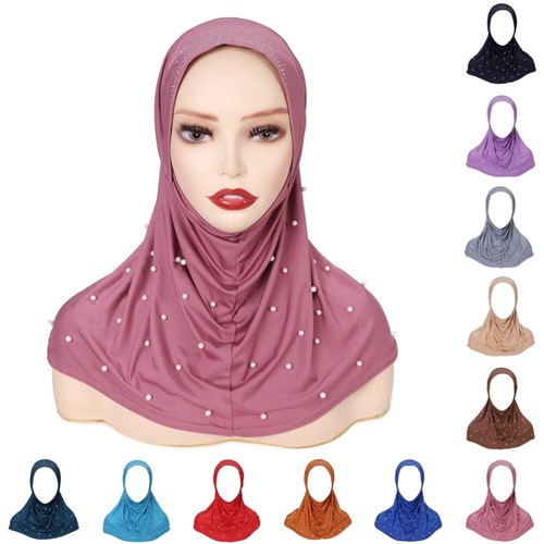 Turbante Pañuelo De Cabeza Elástico Con Capucha De Perlas Sólidas Para Mujeres - Imagen 15 de 32