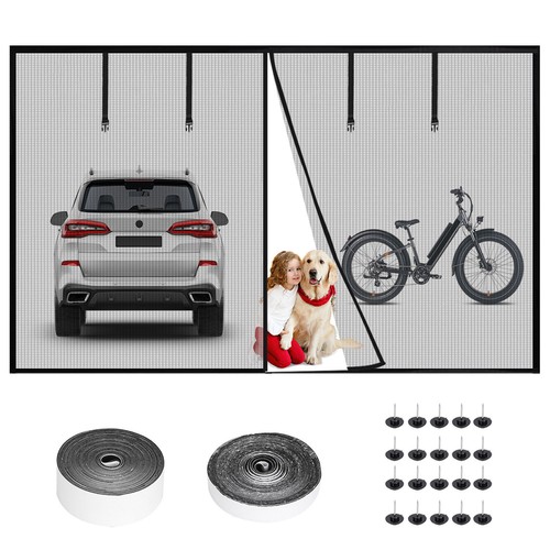 16x7FT 8x7FT Garage Door Screen Magnetic Screen Door Mesh Curtain Hands Free - Picture 35 of 35