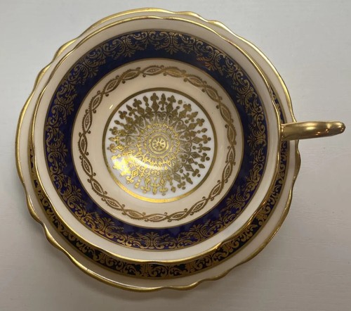 Vintage Paragon China Cobalt Blue Gold Ornate Lace Teacup & Saucer England - Picture 3 of 23