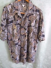 90's Triumph of California Abstract Club Shirt Size XL Round Cut Tails