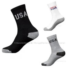 1 to 5 Dozens Wholesale Lot Men Athletic Crew Sports USA Logo Cotton Socks Black