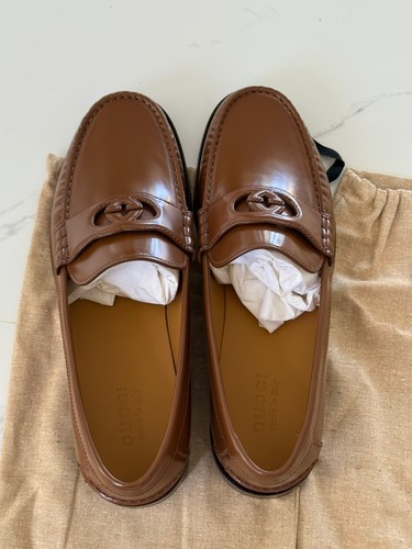 Gucci Interlocking G Detail Loafers Size 13 In Gucci/US 14 Brown - Picture 9 of 17