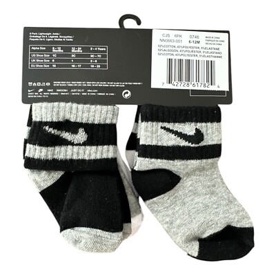 Nike Socks Newborn 6-Pack 6-12 Months Ankle UK