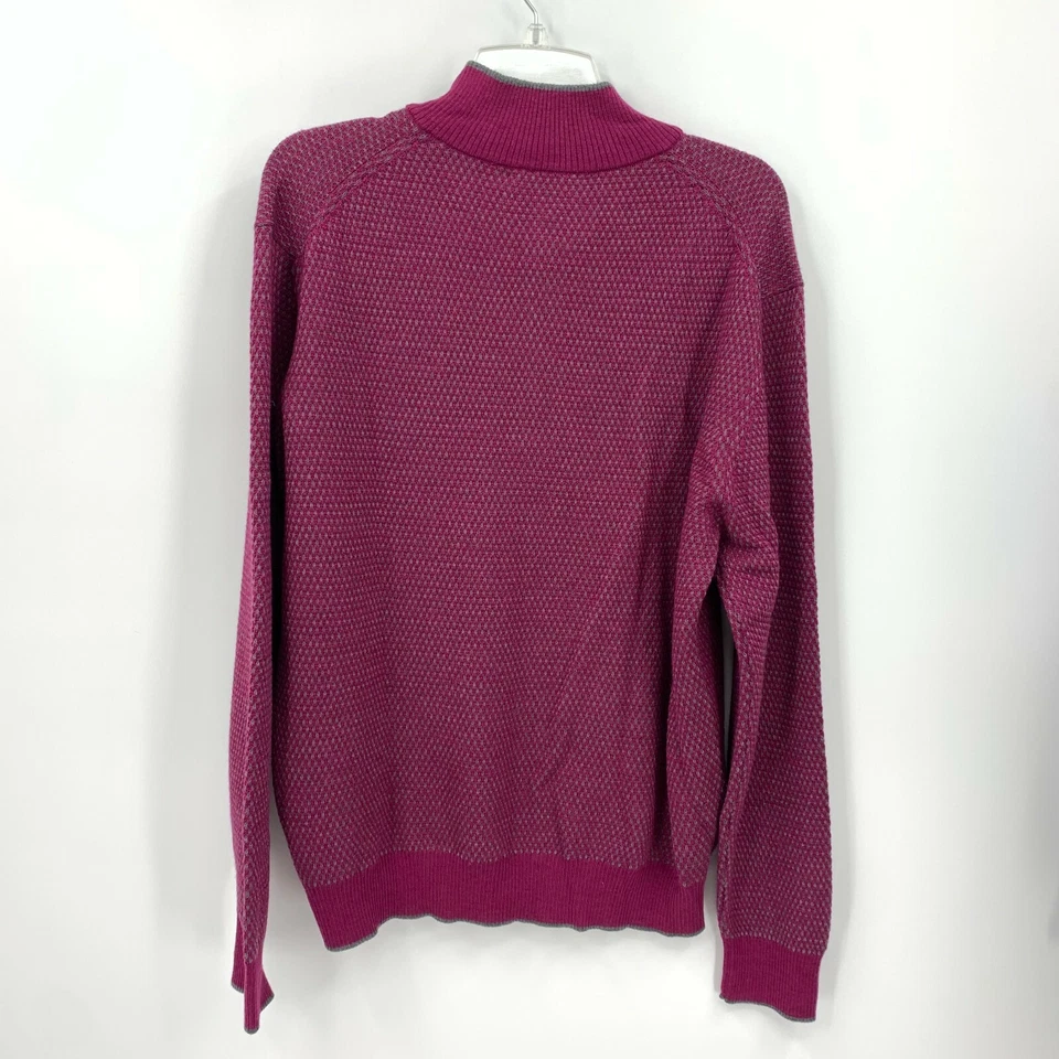 Suéter Henley Robert Talbott Rojo Welby Nido de Abeja Tejido Lana Merino Italia Para Hombres L Foto 4 de 4