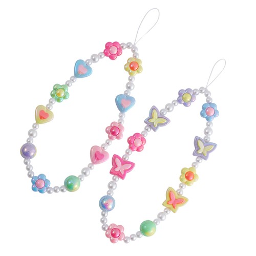 2 Pieces Mobile Phone Pendant Beaded Chain Student Girl Cell Strap for Charms - Zdjęcie 8 z 12