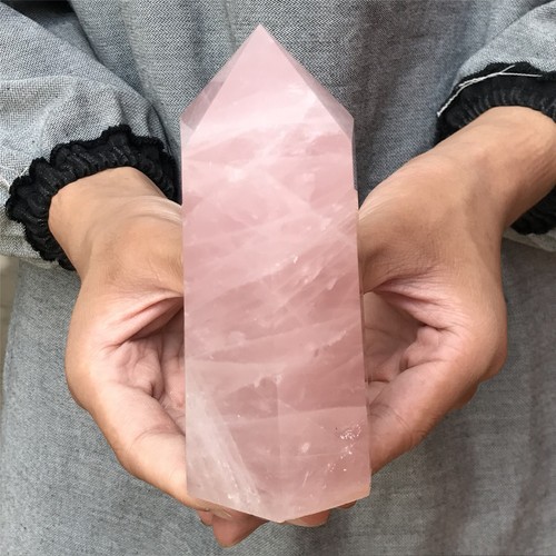 Piedra obelisco de cristal de cuarzo rosa natural de 1,5 libras XA2198 - Imagen 4 de 15