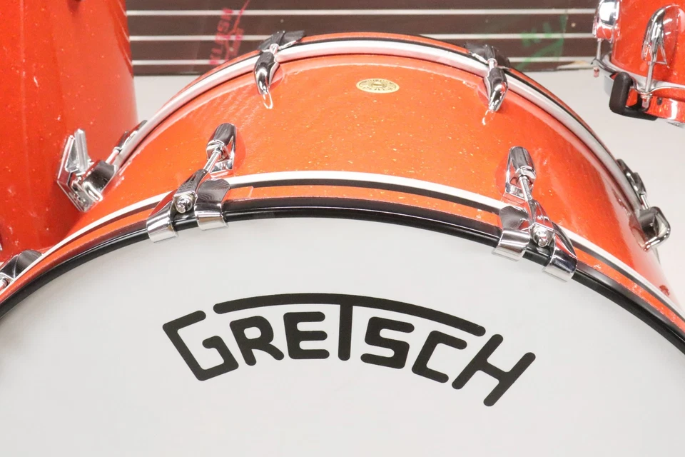 Gretsch USA Broadkaster 3pc Drum Kit Set Tangerine Glitter 26/16/14" - Image 3 of 4