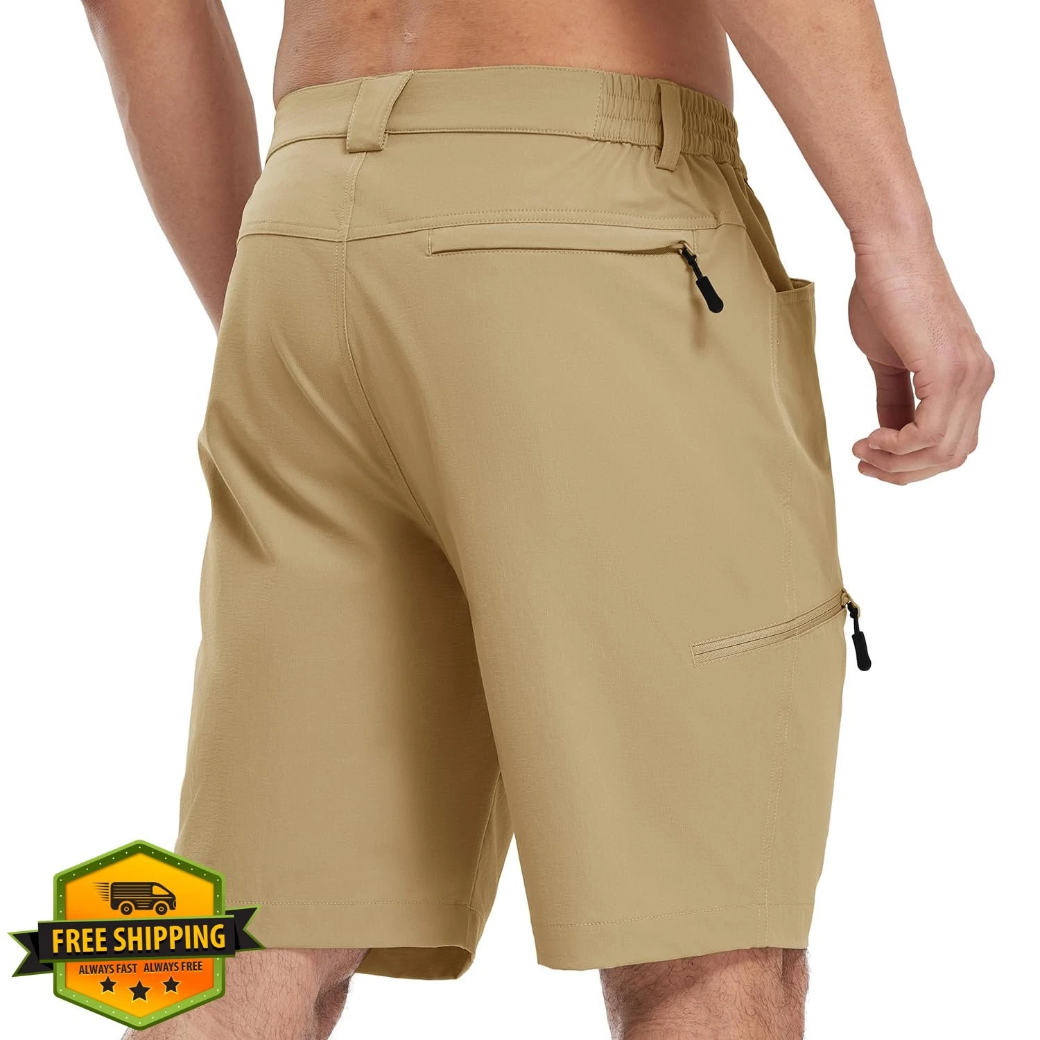 Rdruko Mens Golf Shorts 9" Elastic Waist Quick Dry Pockets