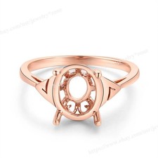 9x7mm Oval Semi Mount Ring 925 Sterling Silver Rose Plated Solitaire Women Ring