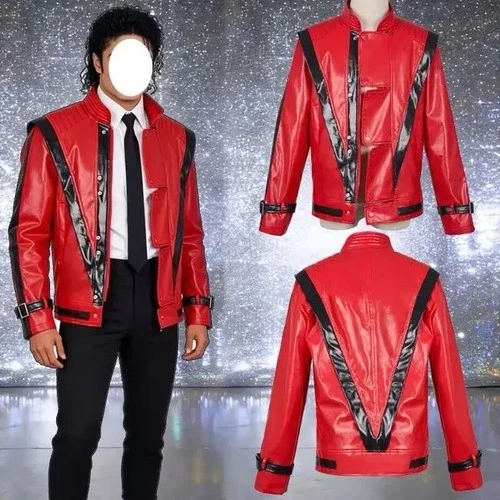 Michael Jackson Thriller MJ Red Faux Leather Jacket Halloween Costume Cosplay - product listing photo