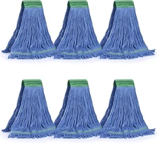Matthew Cleaning Commercial Mop Head Replacement, 5 Inch X-Large-6 Pack, Blue 