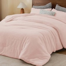 Faux Fur Fleece Comforter Set - Fluffy  Warm Comforter Size  Ultra Queen Pink